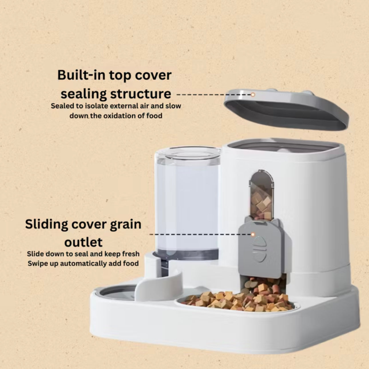 2in1 Pet Automatic Feeder Water Bowl Cat Dog