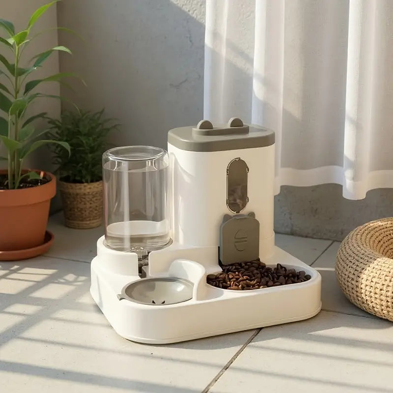 2in1 Pet Automatic Feeder Water Bowl Cat Dog